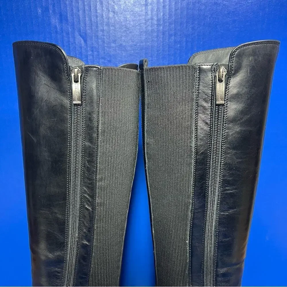 Paul Green‎ Vario 31427 Leather Knee High Boots Black Point Toe Womens 5.5